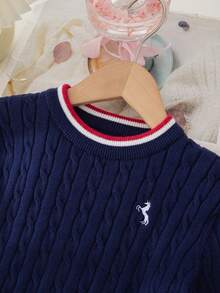 Souflis Souflis 刺绣优雅针织连衣裙套装，居家、外出、聚会皆宜 - 藏蓝色 - 查看 6