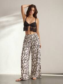 Ocili Women's Comfortable, Natural, Geometric Textured Pattern Loose Pajama Pants