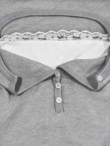 Glimmora 1pc Women's Slim Fit Long Sleeve 2 In 1 T-Shirt - Grey - View 5