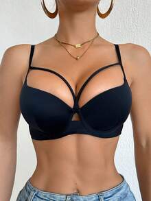 Sujetador con aros de apoyo cómodo y de uso diario para mujeres - Negro - Ver 10