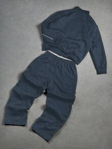Manfinity EMRG Young, Streetwear, Cool Jacket Set Men S Jogging Set Men S Track Suit Men S Sweat Suit Set Jogging Suits - Blue - View 6