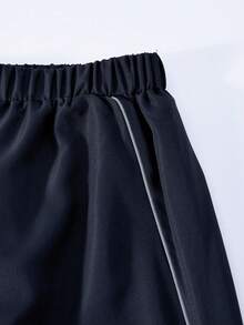 Sparklyn 两件套休闲T恤裤套装，适合青少年女孩，胸前白色星星印花，白色装饰抽绳，适合散步、购物、上学等场合，可搭配外套或背心。 - 藏蓝色 - 查看 4