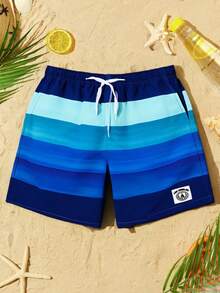 SHEIN Maillot de bain rayé bleu pour adolescent, confortable, à la mode, polyvalent et doux, idéal pour le quotidien, le sport, les vacances à la plage, les festivals de musique, les vacances, le printemps et l'été. - Bleu azur - Voir 6