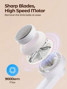 Teckwe Rechargeable & Portable Electric Lint Remover, Fabric Shaver, Effectively And Quickly Remove Fuzz, Pills, And Lint From Furniture, Carpet, Clothes, Cleaning Tool - White - View 3