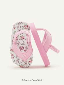 Cozy Pixies 1 Pair Summer Fashion Versatile Beach Vacation Seaside Cute Flip Flops With Elastic Heel Strap & Rabbit Design - Hot Pink - View 1