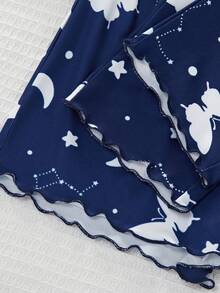 Bộ đồ ngủ 3 món in hình bướm tay ngắn, quần dài màu xanh và quần short cho bé gái - Nhiều màu - Xem 5