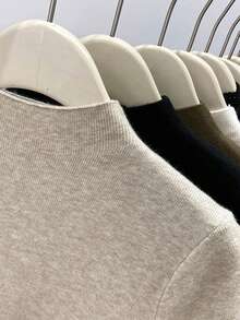 Franclia 女士休闲纯色圆领短袖毛衣 - 杏色 - 查看 3