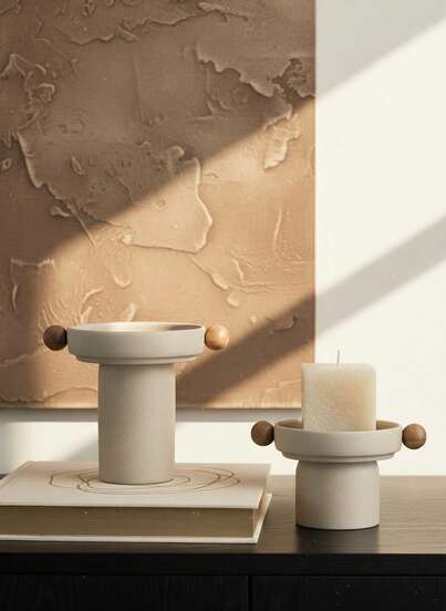 Cirelle 1 st keramisk ljusstake med hög stjälk, doftljusstake för vardagsrum med estetisk atmosfär, retro keramisk doftbricka