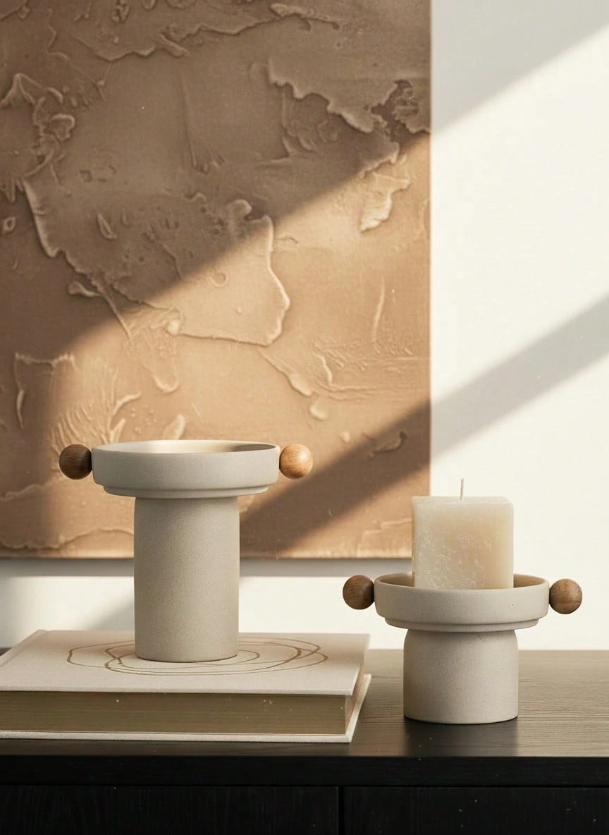 Cirelle 1 Pc Ceramic High Stem Candle Holder, Living Room High-Aesthetic Atmosphere Diffuser Base, Retro Ceramic Fragrance Tray