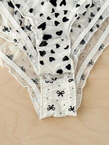 PetitDoll 2条/包 浪漫可爱女士低腰内裤 - 黑與白 - 查看 4