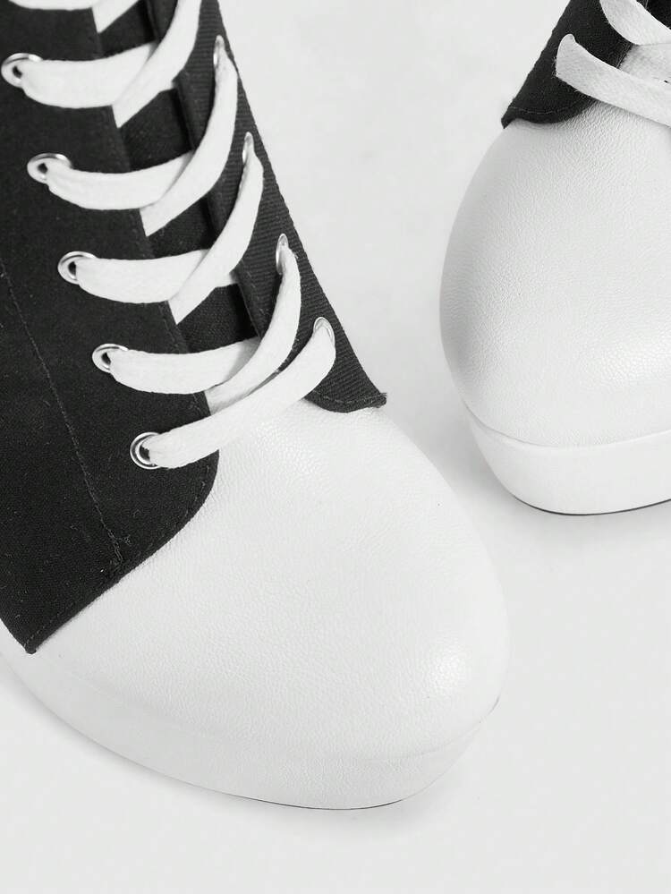 CUCCOO LuxiPop Bottes hautes à lacets imperméables à plateforme et blocs de couleurs pour femmes