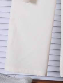 Genkimix Kids 女童撞色滚边圆领泡泡袖上衣配蝴蝶结装饰和松紧腰裤套装