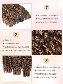 缅甸卷发发束，巧克力棕色，16/18/20英寸，未经加工，3束装，卷曲原生雷米发，快速编织，女士适用 - S4 - 查看 2