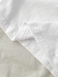 SHEIN EZwear 2 件套女士奶油白色休闲长袖上衣和短裤，干净的女孩风格，沙滩装，家居服，春假，秋冬，基本款分层单品，全年穿着，百搭百搭，柔软女孩风格，休闲修身 - 彩色 - 查看 6