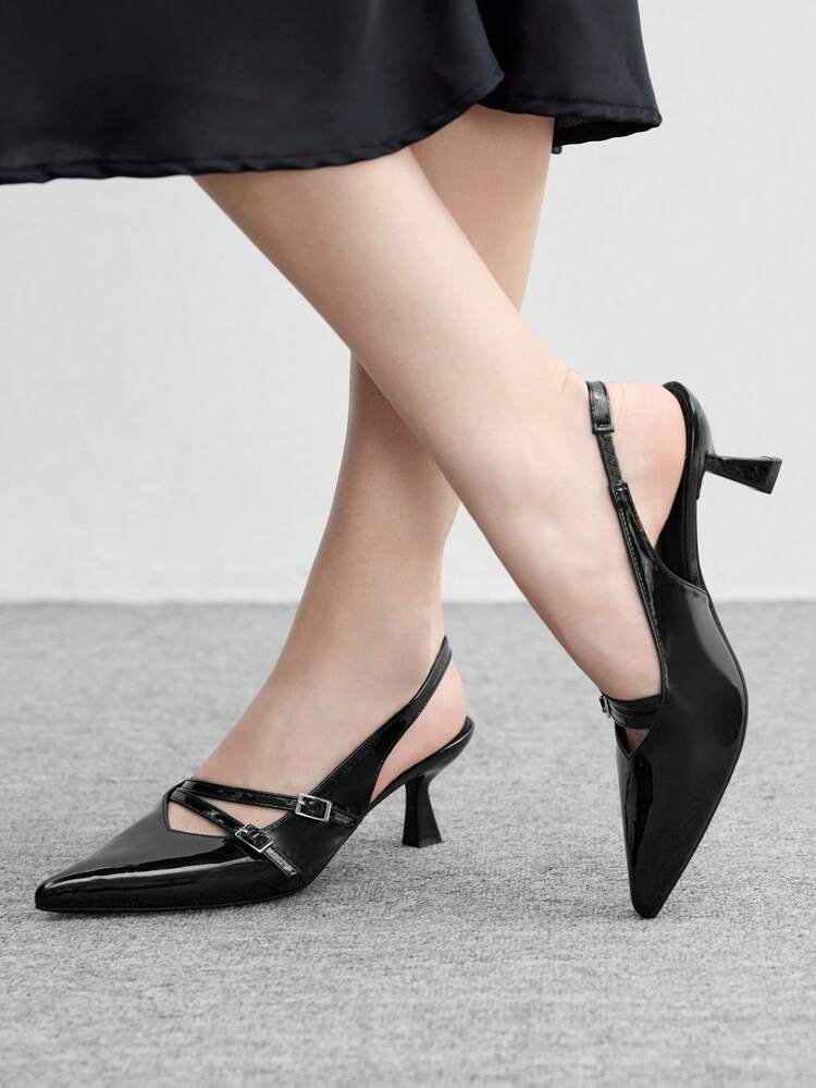 CUCCOO BIZCHIC Damen Mode Metall Schnalle Spitze Pumps für Weihnachten