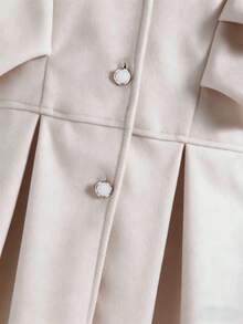 女童红色荷叶边长袖休闲连帽单排扣羊毛大衣