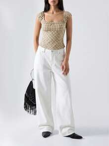 LYSMO 女士简约时尚休闲日常衬衫 - 卡其色 - 查看 4