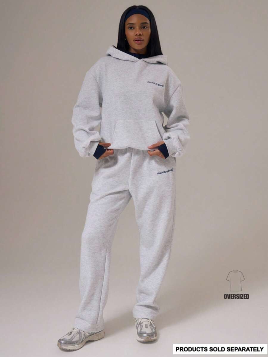 Musera Sport Sport Mid Rise Wide Leg Tracksuit Bottoms Only Winter Activewear Sport Gym Workout - Light Grey - View 1