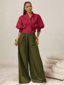 Vixey Top Cropped Casual Feminina de Cor Sólida