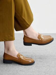 CUCCOO BIZCHIC 女士休闲百搭通勤金属装饰乐福鞋 - 棕色 - 查看 4