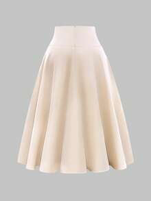 Chiquease Váy rút dây màu trơn thanh lịch cho nữ đi làm - Rượu sâm banh - Xem 2