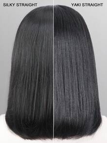 Yaki Straight Glueless Bob Wig Human Hair With Bangs 4x4 Transparent Lace Short Ready To Wear Bob Wigs Natural Looking 180% Density Black Color - Natural Black - View 8