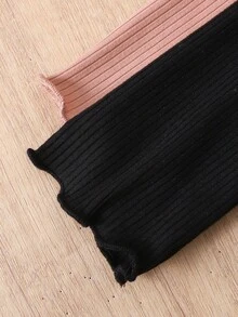 SHEIN 少女最优惠买一送一 2件套 休闲百搭基础款波浪边立领长袖纯色上衣 2件套，秋冬季，适合休闲日常穿着、上学、学院风、返校季、派对等场合。 - 粉色 - 查看 3