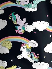 My Little Pony X SHEIN Tween Girl Casual Horse Print Crew Neck Sweatshirt, Autumn - White - View 4