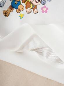 SHEIN | PAW Patrol Young Girl Casual Everyday Commute Cute Cartoon Dog & Letter Graphic Dropped Shoulder Loose White Crew Neck Sweatshirt, Spring/Autumn - White - View 6