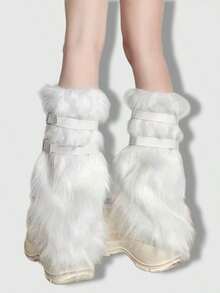 ROMWE Grunge Punk 1双豹纹时尚保暖女式腿套 - 白色 - 查看 3