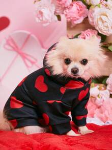 PETSIN 1 hanorac cu model de inimă pentru animale de companie, articole casual de zi cu zi pentru animale de companie - Multicolor - Vizualizare 2