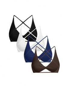 Seamluxe SHEIN Sport 无缝瑜伽运动文胸，前扭设计，适合运动和日常穿着 - 彩色 - 查看 2