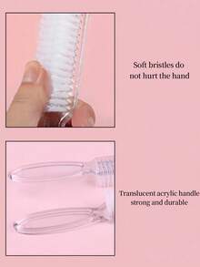 1/2/3/5PCS Long-Handled Square-Headed Transparent Plastic Multi-Functional Nail Brush Dust Demover Handheld Straightener Dustproof Transparent Nail Care Home Beauty Nail Art Tool Cleaning Accessory. - Clear - View 2