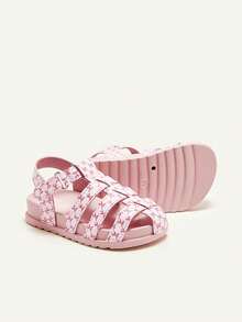 Cozy Pixies 1 双夏季时尚百搭可爱幼儿软底轻便包头粉色公主风格蝴蝶结婴儿平底凉鞋 - 粉色 - 查看 7