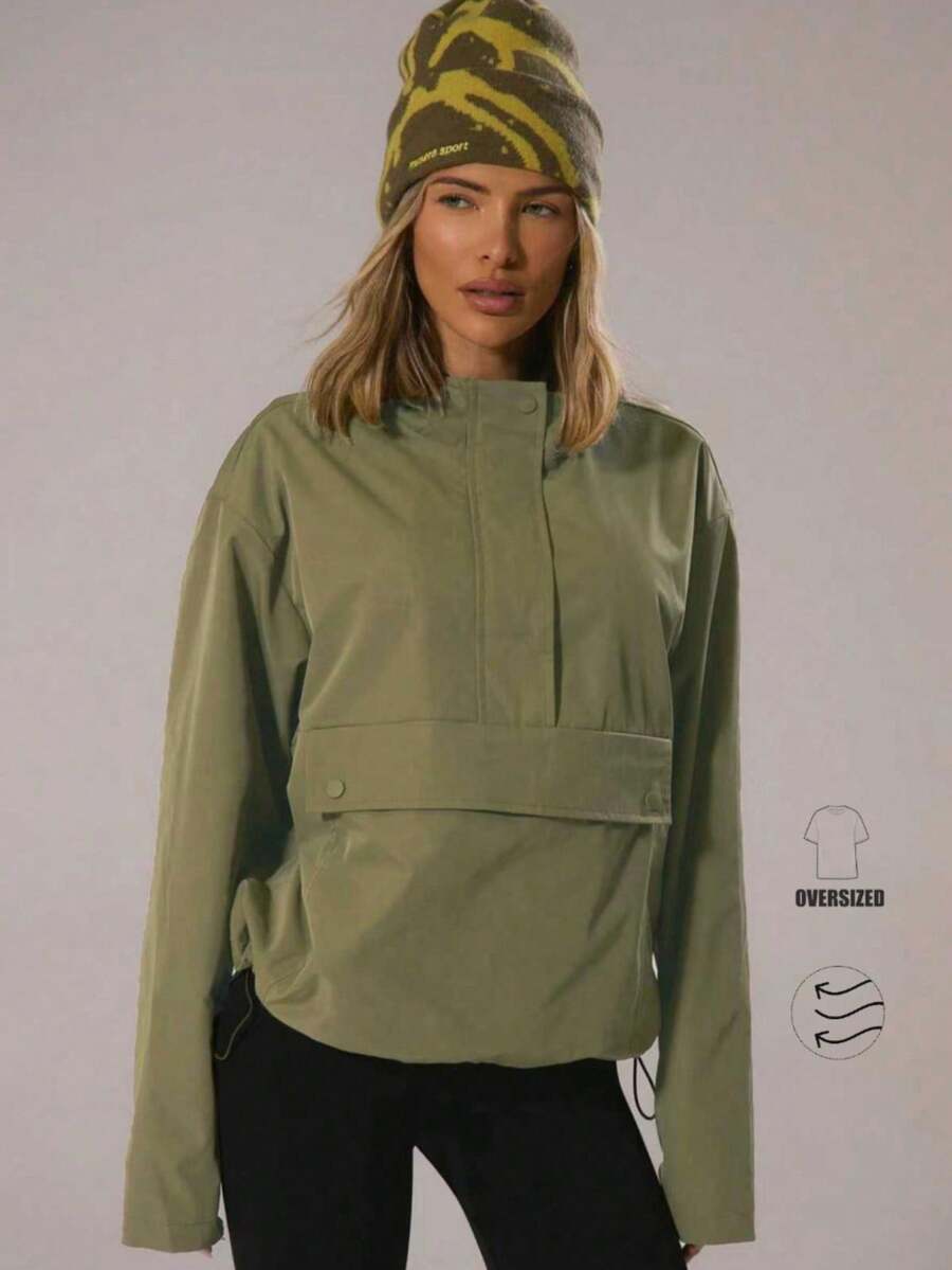 Musera Sport Áo khoác thể thao dáng rộng có mũ trùm đầu, thích hợp cho tập luyện Padel mùa đông, thể thao năng động, tập gym, tập luyện thể thao, khám phá. - màu nâu - Xem 1