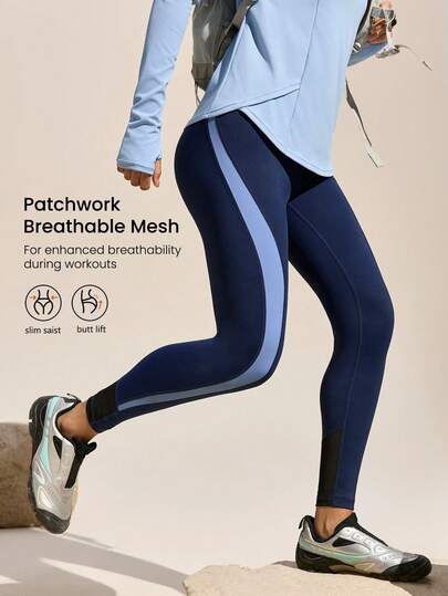 Exploreva Quần legging ngoài trời liền mạch dành cho nữ với thiết kế khối màu