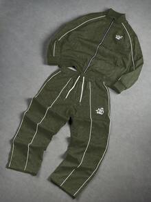 Manfinity EMRG Conjunto de chaqueta juvenil, de estilo urbano y cool - Verde militar - Ver 6