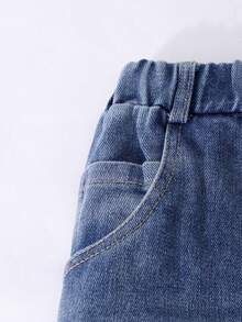 Sparklyn 2pcs/Set Tween GirlsCasual Loose Butterfly Print Sweatshirt & Pink Washed Loose Butterfly Embroidered Straight Leg Jeans