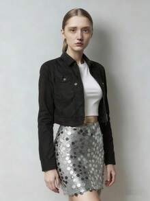 MOTF PREMIUM 女士时尚亮片装饰迷你裙 - 銀色 - 查看 5