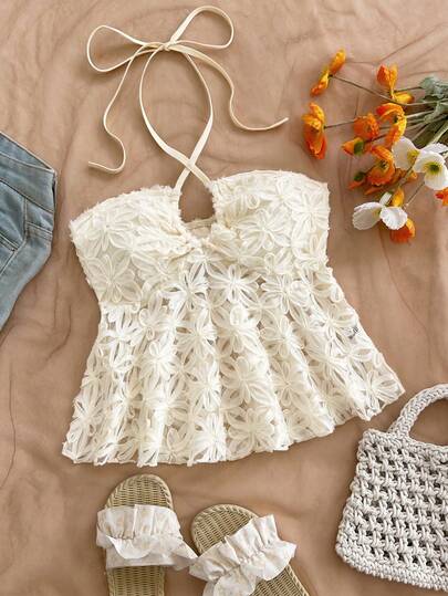 Soleia Regata Feminina com Estampa de Pintura a Óleo no Decote Frontal e Médio, Amarração no Pescoço, Camiseta Térmica para Outono/Inverno