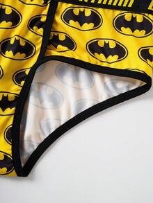 BATMAN X SHEIN 男士柔软舒适蝙蝠印花字母织带三角裤 - 黃色 - 查看 6