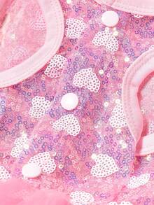 PETSIN 1pc Pet Universal Valentine's Day Pink Heart Sequin & Mesh Material Patchwork Luxury Princess Dress For Dogs - Multicolor - View 4
