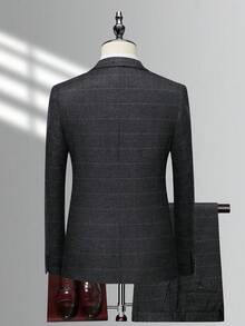 Manfinity Mode 男士时尚休闲西装套装 - 深灰色 - 查看 2