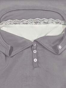 Glimmora 1件女士修身长袖二合一T恤 - 淺灰紫 - 查看 3