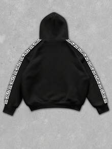 Manfinity Homme 男士大码几何印花连帽衫，秋冬季休闲款 - 彩色 - 查看 2