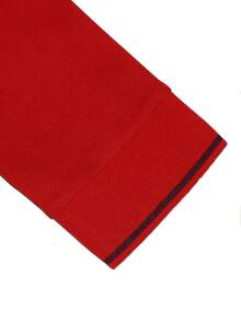 Manfinity Homme Áo polo nam dài tay, kiểu dáng thường ngày, đa năng, thích hợp đi làm. Áo thun nam cổ chữ T. Áo sơ mi đỏ nam. Áo polo dài tay màu đỏ cho nam. Áo thun đỏ dài tay cho nam. - Đỏ - Xem 5