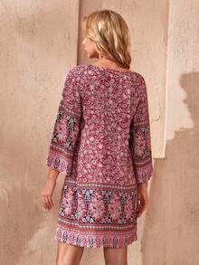 EMERY ROSE Floral Print V Neck Dress - Multicolor - View 2