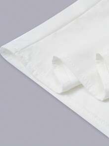 EMERY ROSE Women's Contrast Color Polo Collar Short Sleeve Top - White - View 5