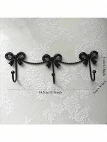 1pc Metal Wall Mounted Bowknot Key Holder - French Country Style Decorative Coat Hooks With 2 Hooks, Cute INS Aesthetic Home Decor, Suitable For Entryway, Bedroom, Kids Room, Dorm, Wall Mounted Key Organizer, Dorm Storage Solution, Fabric Hooks Organizer Space-Saving Multi-Purpose Adjustable Stackable Portable - Multicolor - View 4