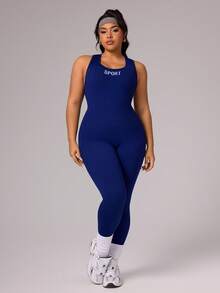 Rhythm Era 海军蓝罗纹连体裤，高弹力，活动自如，适合深蹲和劈叉等动作。